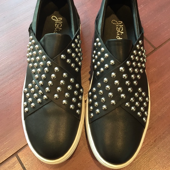 J/Slides Arley studded leather flatform sneaker - Picture 2 of 8